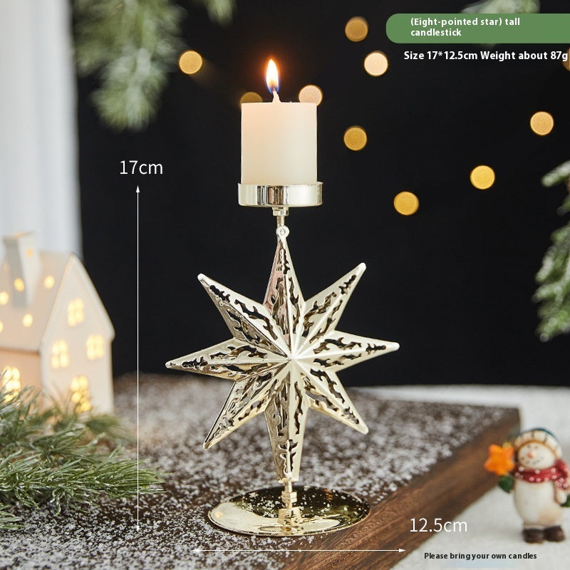 Romantic Christmas Wrought Iron Candlestick Candle Tray Decoration