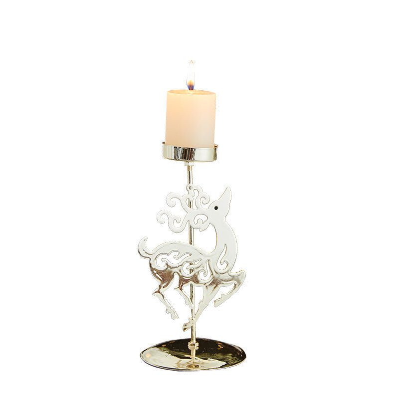 Romantic Christmas Wrought Iron Candlestick Candle Tray Decoration