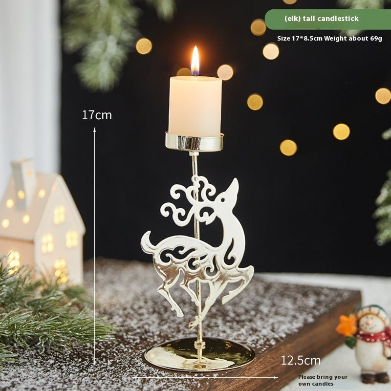 Romantic Christmas Wrought Iron Candlestick Candle Tray Decoration