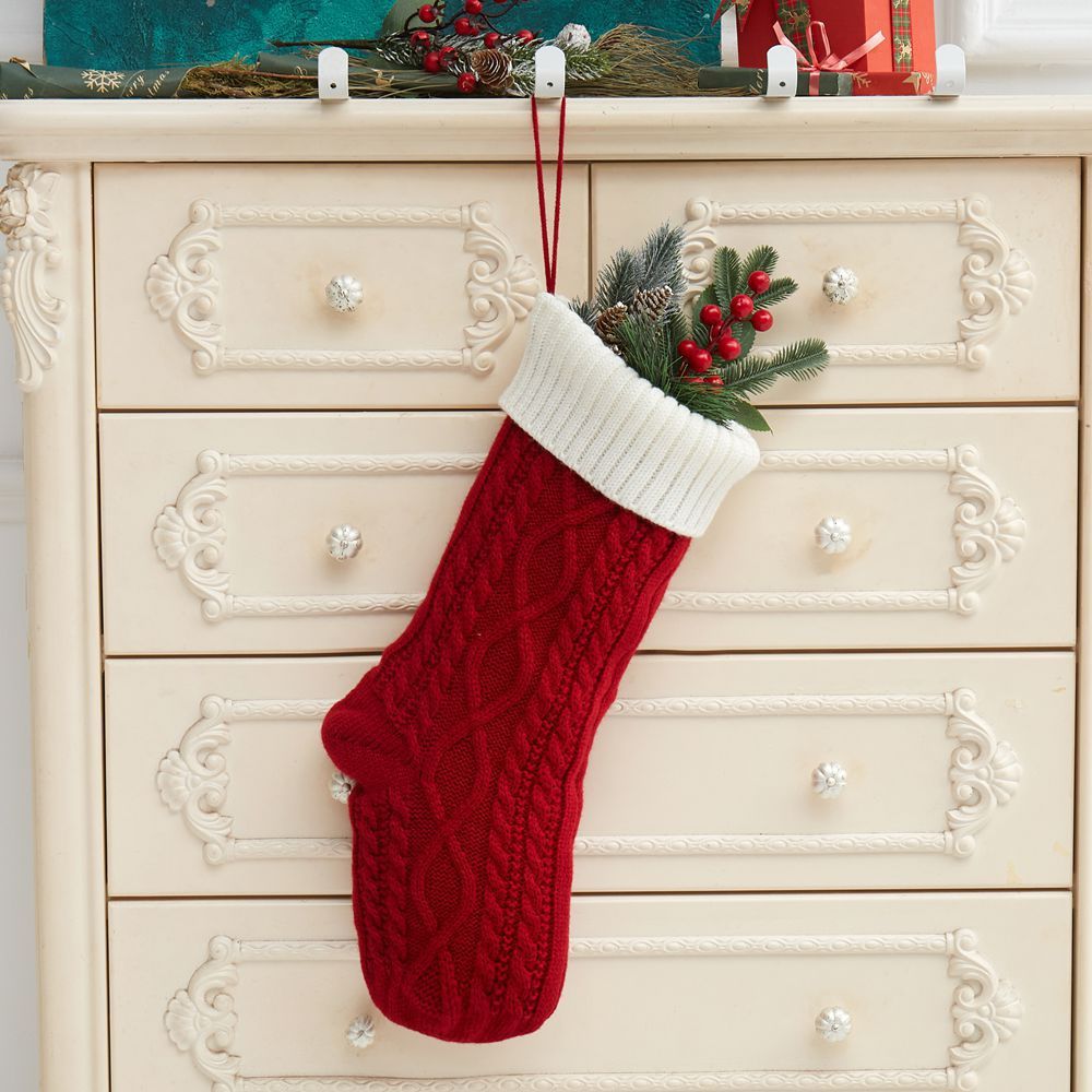 Knitted Christmas Decorations Wool Socks Gift Bag